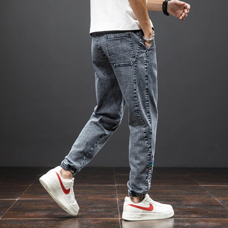 Men's Baggy Cargo Denim Jogger Pants — Streetwear Harem Jean Trousers Plus Size