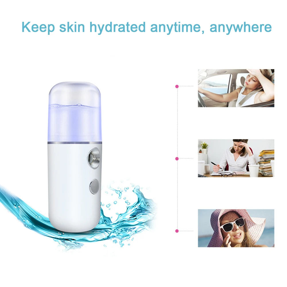 USB Nano Mist Facial Sprayer – Rechargeable Face Steamer & Skin Moisturizing Humidifier