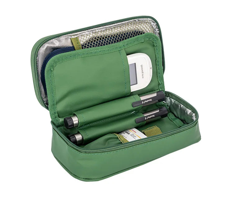 Portable Insulated Insulin Cooler Bag – Nylon Aluminum Foil Diabetic Travel Case with Gel Packs & Thermometer