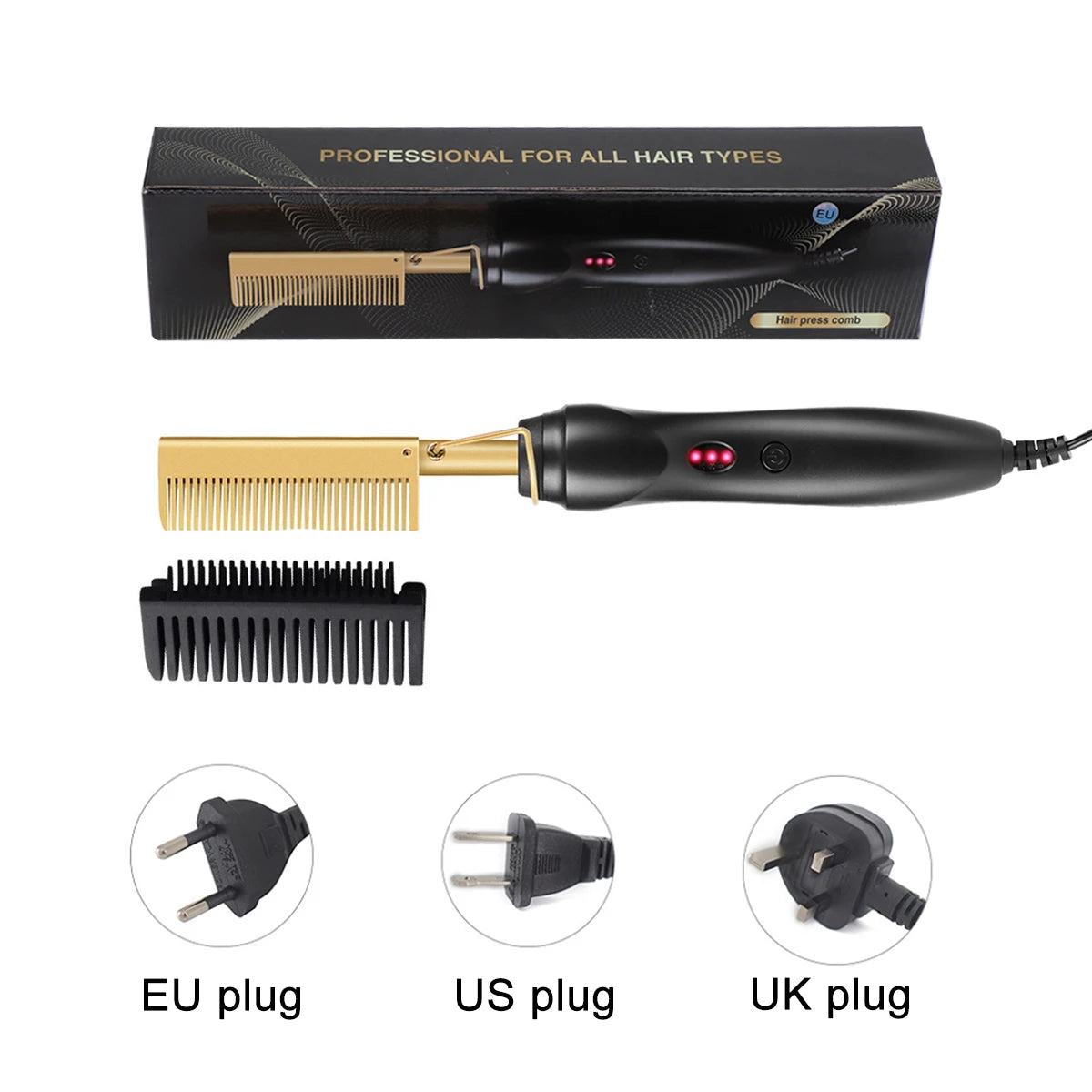 2-in-1 Hot Comb Hair Straightener — Electric Heating Comb for Straight & Wavy Styles