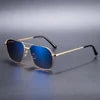 HBK Unisex Retro Double-Bridge Sunglasses | Vintage Reflective Lens UV400 Luxury Metal Frame