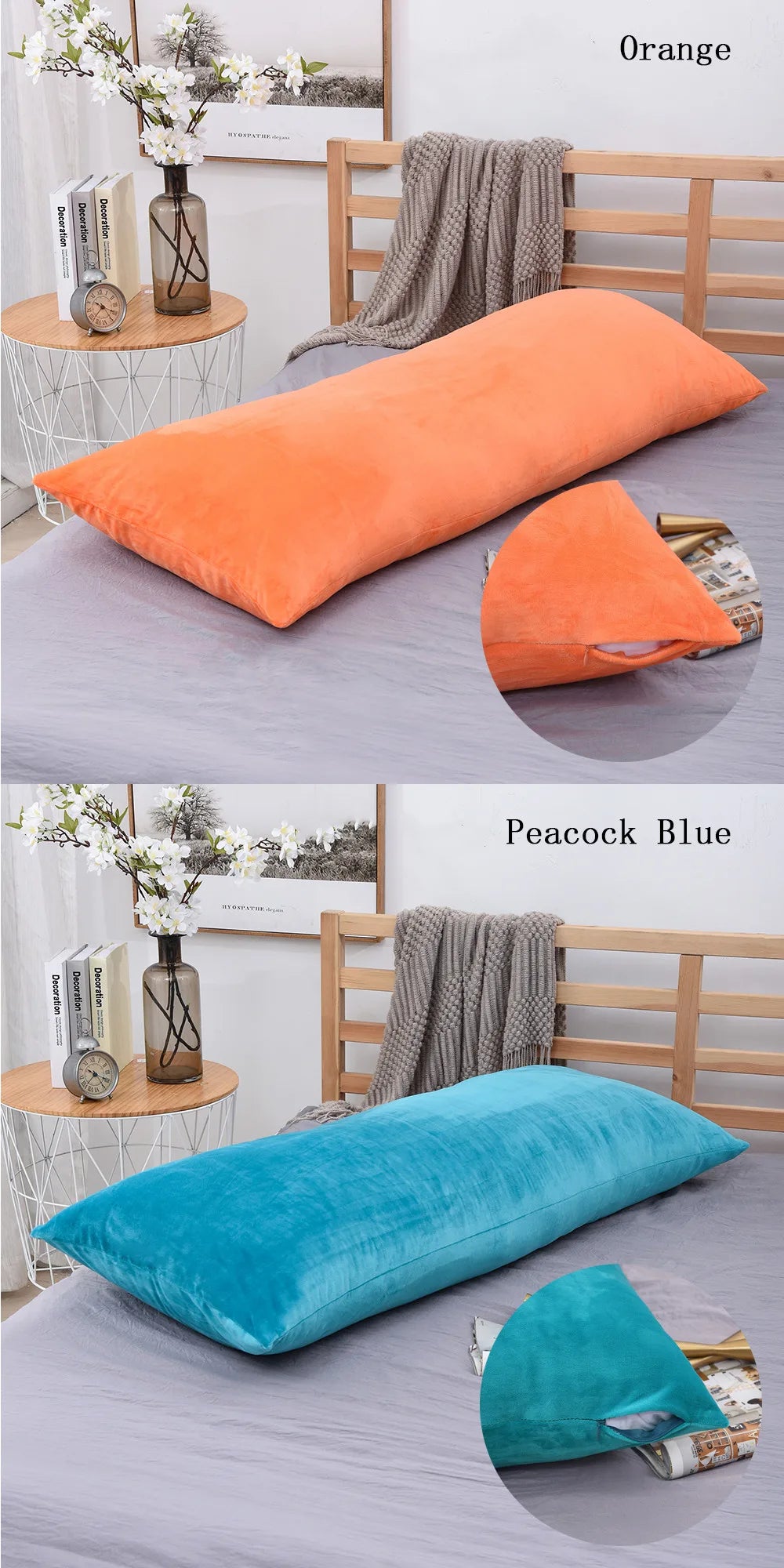 Super Soft Plush Body Pillow Cover – Nordic Solid Color, Multiple Sizes, Hidden Zipper