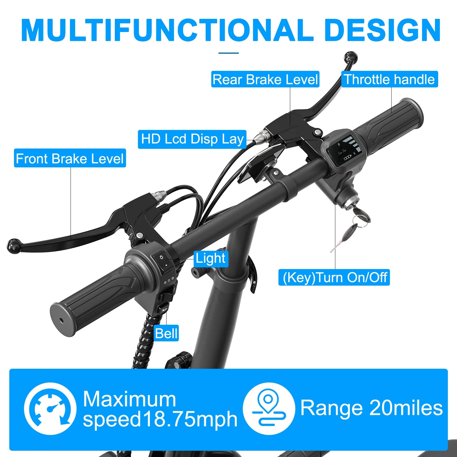 500W Electric Hybrid Bike — 36V 15Ah Portable Lithium Battery Adult Mobility E-Bike with LCD Display