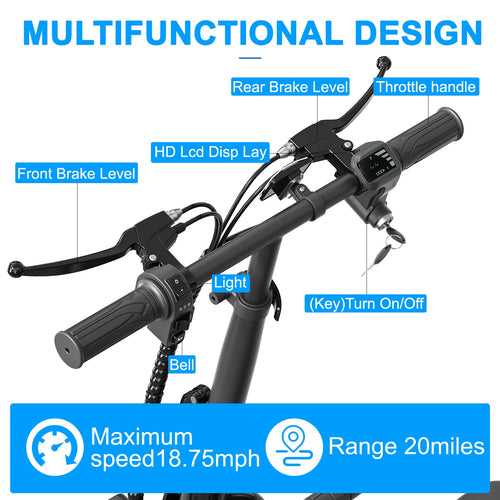 500W Electric Hybrid Bike — 36V 15Ah Portable Lithium Battery Adult Mobility E-Bike with LCD Display