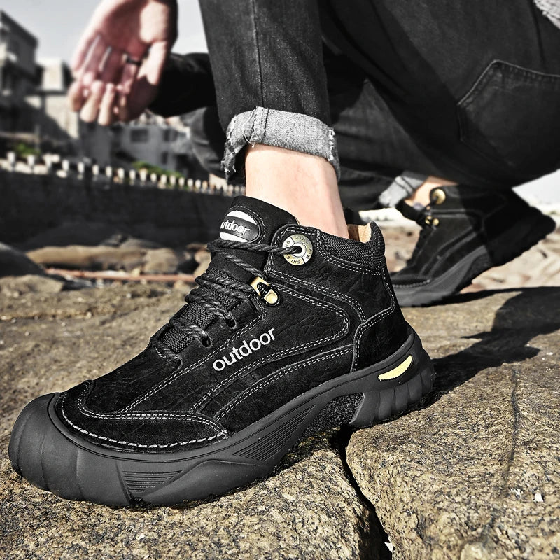 Men's Cow Leather Lace-Up Ankle Boots