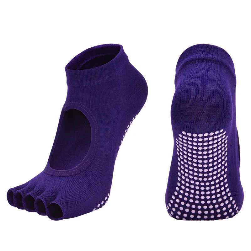 Women's Backless Yoga Socks – Cotton Five-Toe Grip