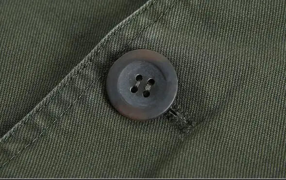 Men's Single Breasted Blazer — Washable Loose Fit Military Style Jacket