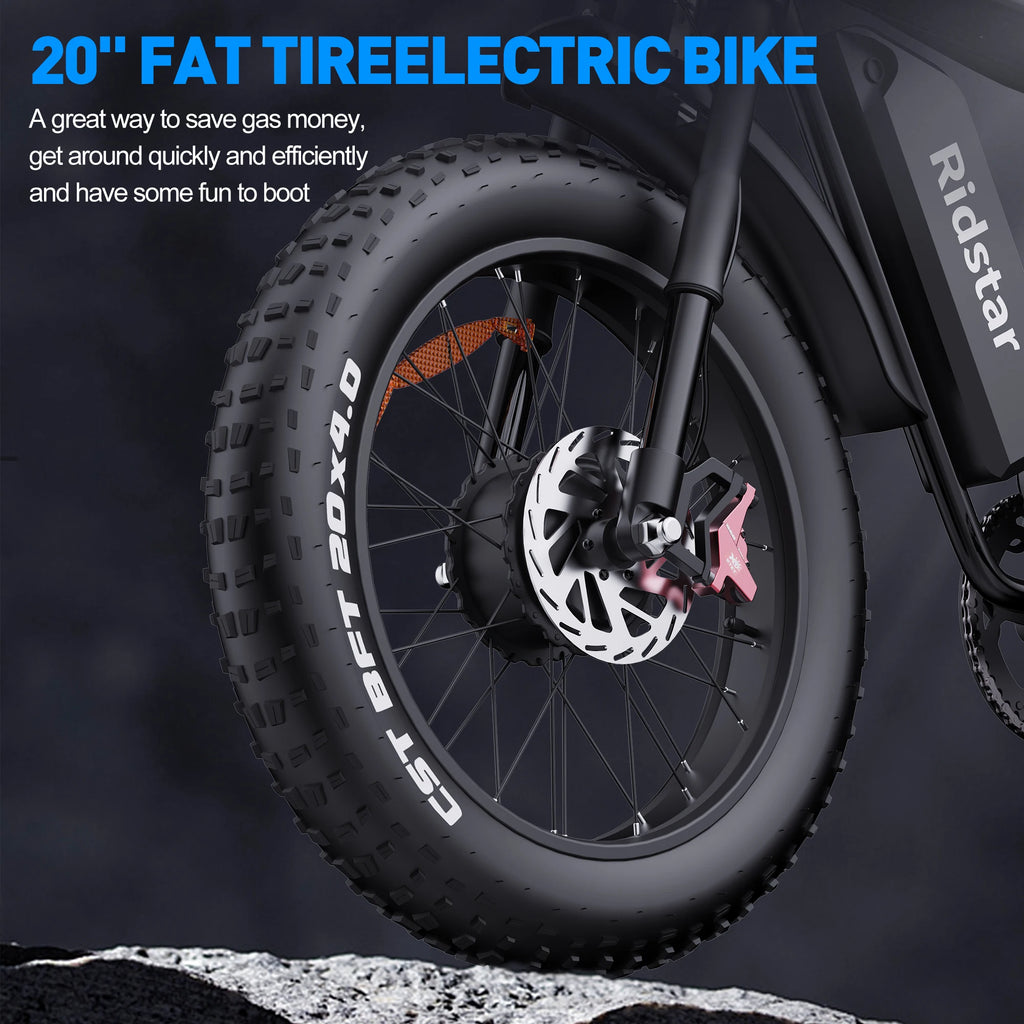 Ridstar Q20 Pro Dual Motor Fat Tire Electric Mountain Bike — 52V 40Ah High-Speed Off-Road E-Bike