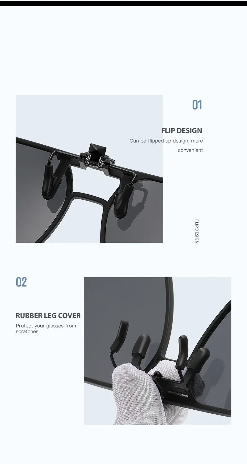 LVCong Luxury Polarized Clip-On Sunglasses | Classic High Quality UV Protection for Men & Women