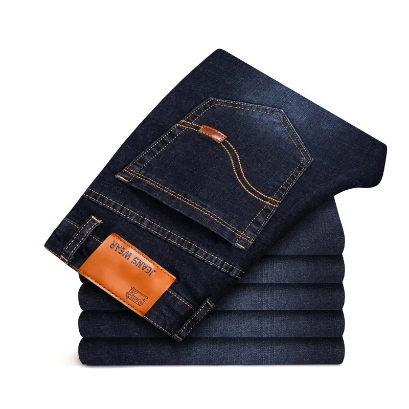 Men's Slim Straight Stretch Jeans — Classic Business Denim Pants