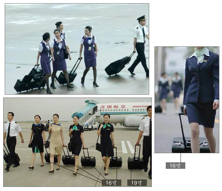 Retro PU Pilot Rolling Luggage – Cabin Trolley Suitcase