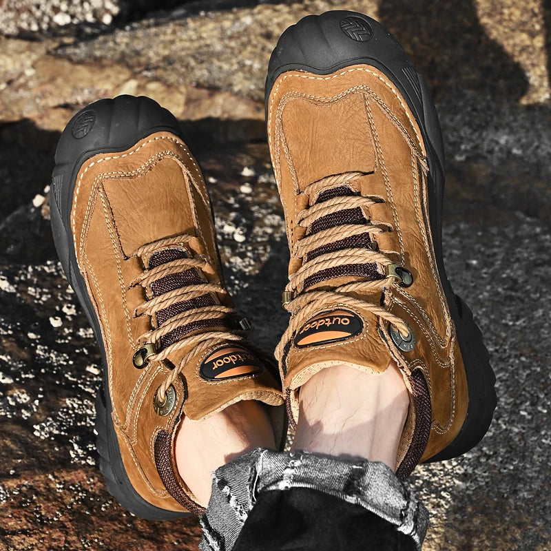 Men's Cow Leather Lace-Up Ankle Boots