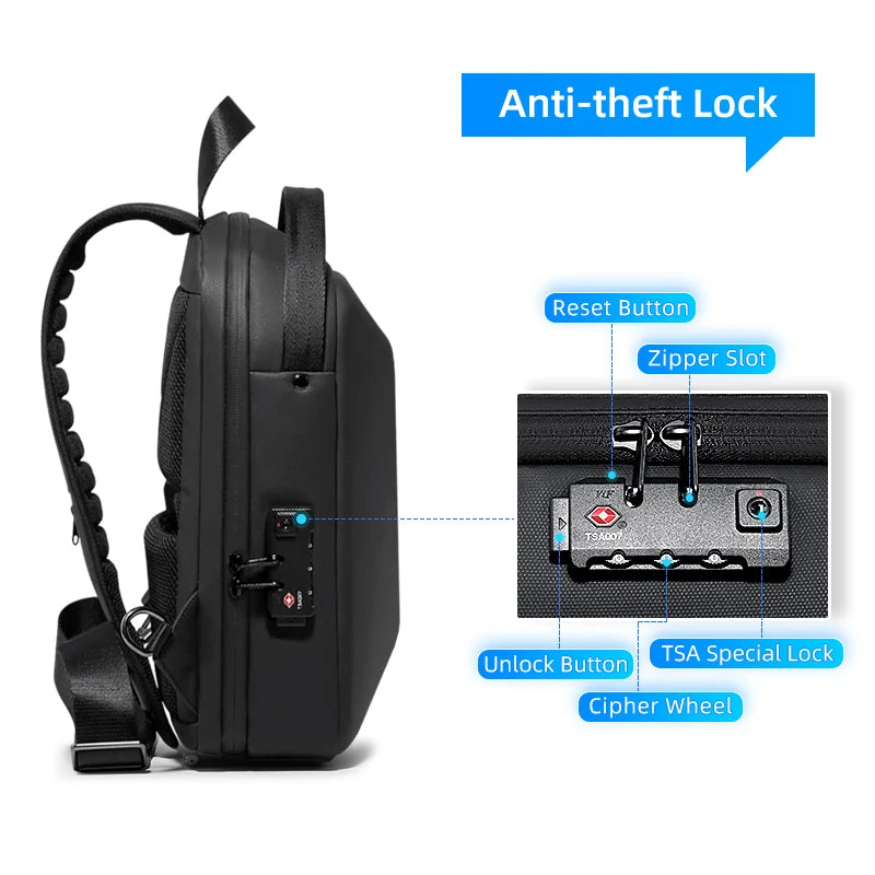 FENRUIEN Anti-Theft Waterproof Chest Pack – USB Charging Crossbody Shoulder Bag for Men