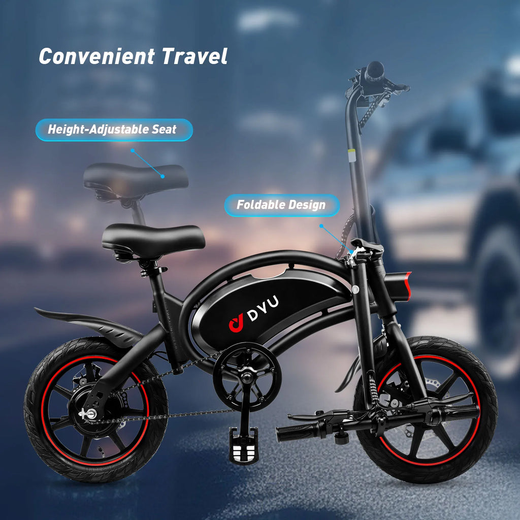 DYU 250W Folding Electric City Commuter Bike — 36V 10Ah 14" Urban Moped E-Bike, CE Certified