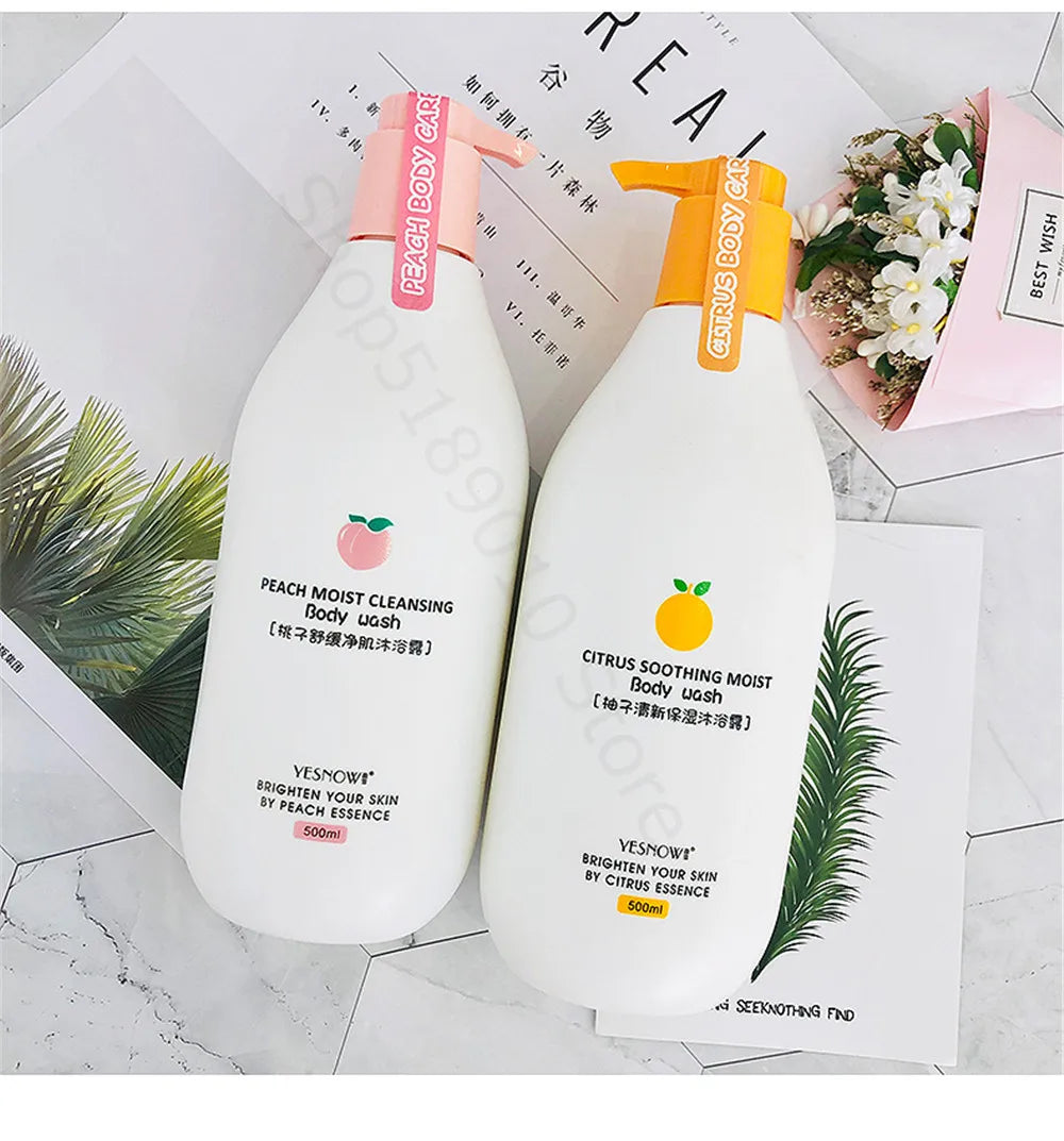 Fruit Fresh Moisturizing Bubble Body Wash 500ml – Peach & Milk Shower Gel for Soft, Bright Skin