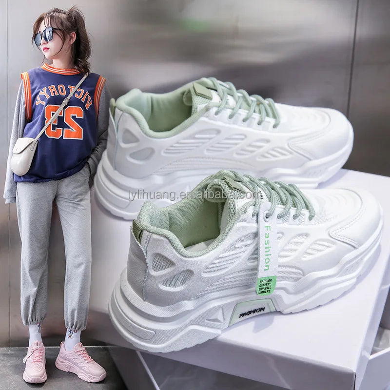 Women's Lace-Up Mesh Platform Sneakers — Breathable Comfortable Walking Shoes (Sizes 35-40)