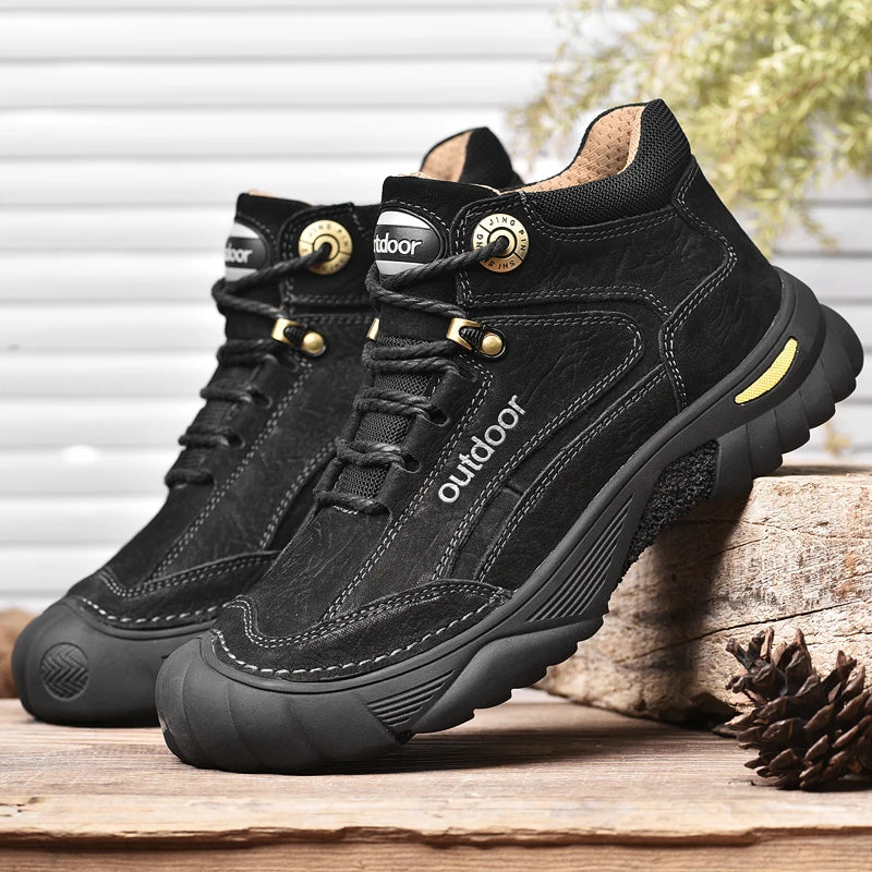 Men's Cow Leather Lace-Up Ankle Boots