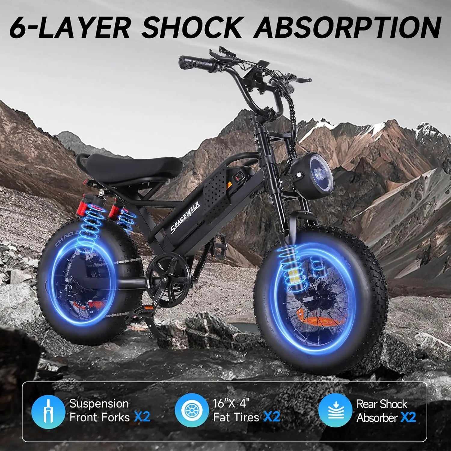750W Waterproof Electric Mountain Bike for Kids & Teens — 48V 15Ah 16" with Shimano 6-Speed (US/UK Warehouse)