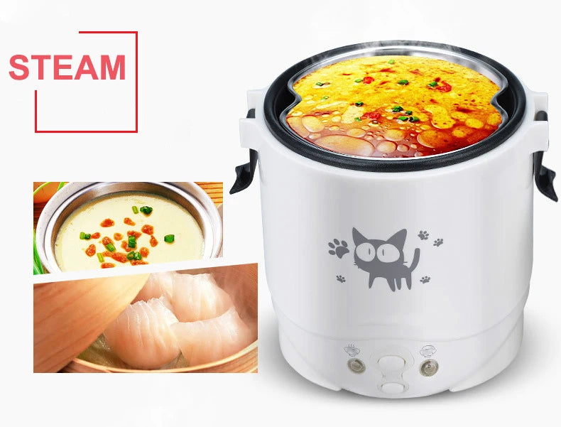 Portable Electric Mini Rice Cooker – 12V/24V/220V MultiCooker for Car, Truck & Home