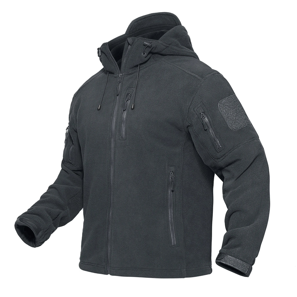 TACVASEN Men's Hooded Fleece Jacket – Full-Zip Windproof Warm Work Coat for Outdoor & Office