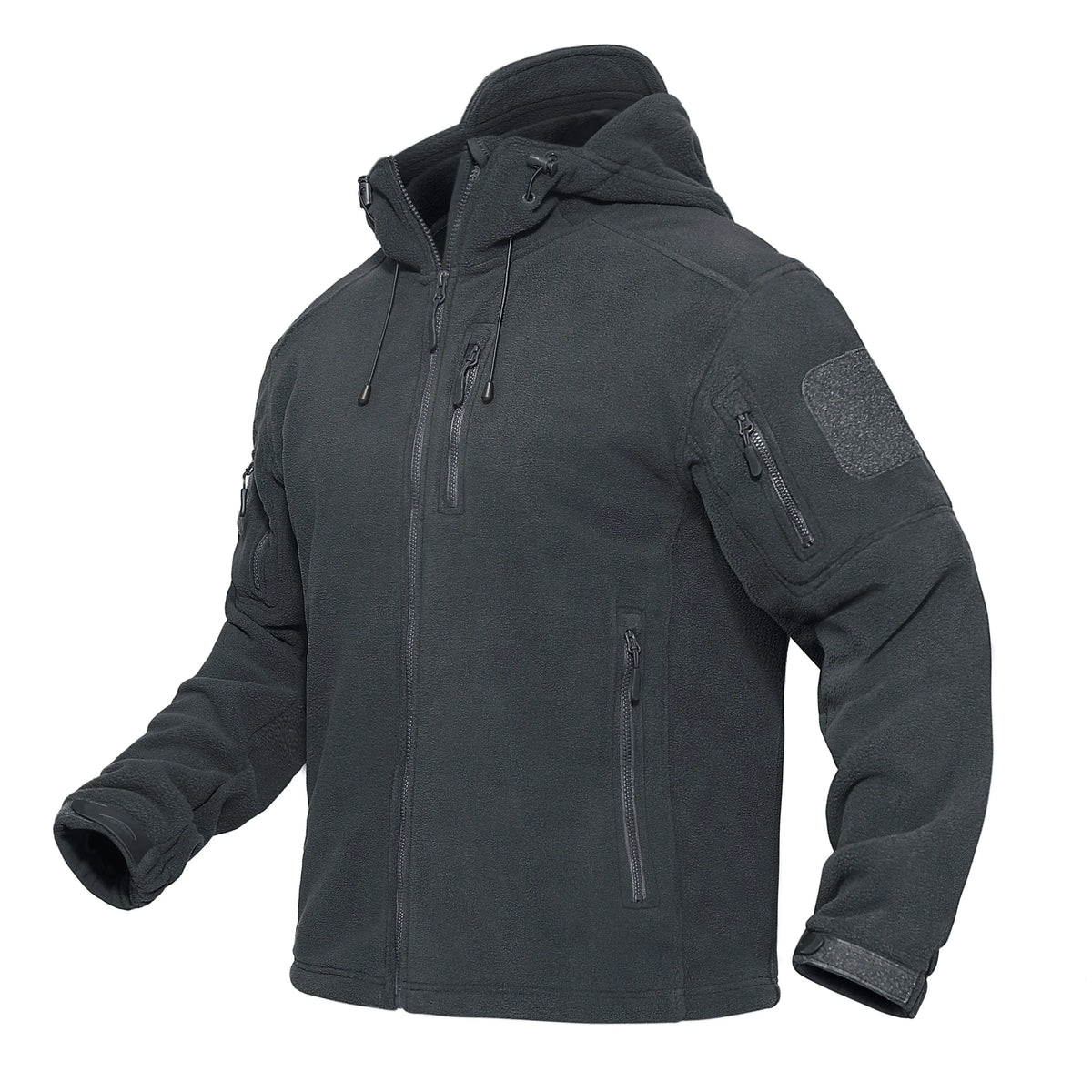 TACVASEN Men's Hooded Fleece Jacket – Full-Zip Windproof Warm Work Coat for Outdoor & Office