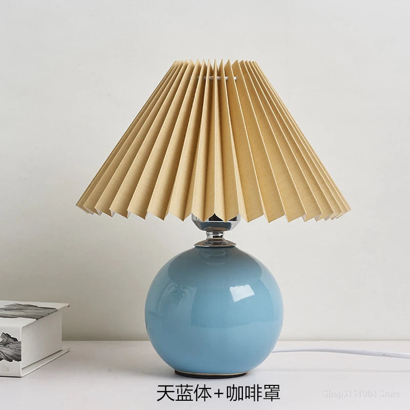 Ceramic Table Lamp – Pleated Fabric Shade