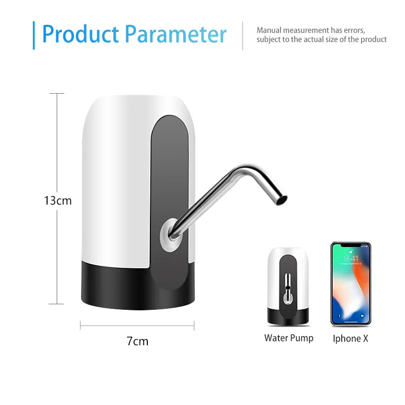 19-Liter Water Bottle Pump — USB Charging Automatic Electric Dispenser with Universal Cap