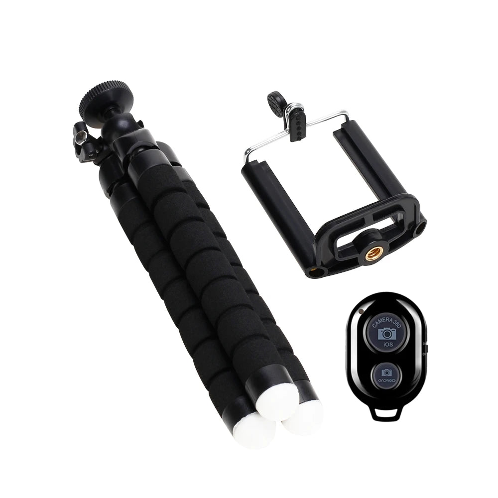 Shoot Hands-Free. Anywhere. — Mini Octopus Flexible Phone Tripod Stand | Smartphone Monopod, Camera Clip Holder, Optional Bluetooth Remote, 3 Colors