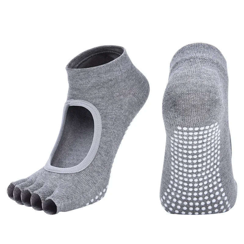 Women's Backless Yoga Socks – Cotton Five-Toe Grip