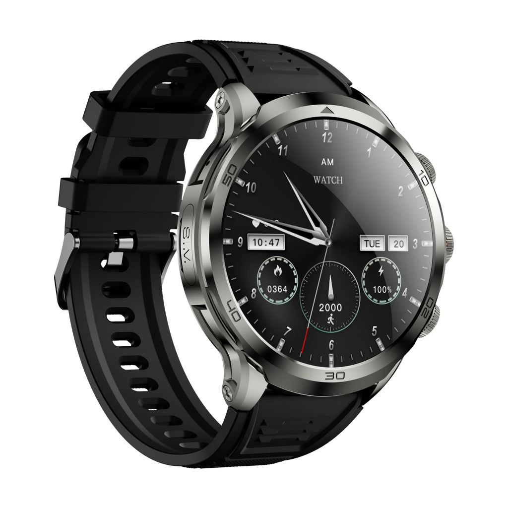 H19 Men's Smartwatch with 1.75 Inch HD AMOLED Screen 4G Connectivity IP67 Waterproof Silicone Band Side Camera GPS 3+32GB RAM