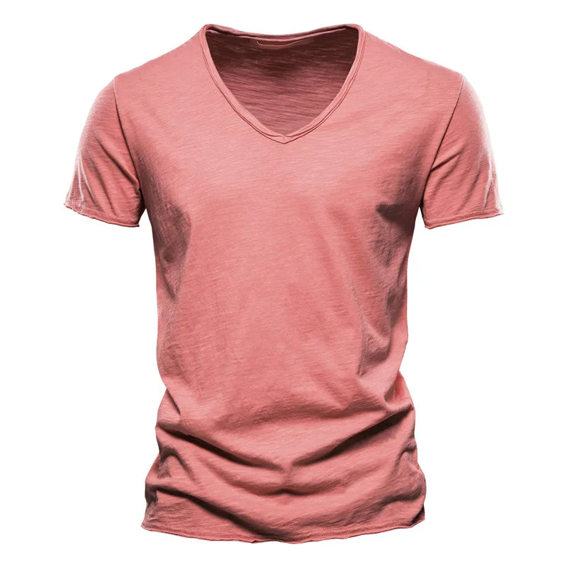 Men's 100% Cotton V-Neck Slim Fit T-Shirt — Fitted Everyday Tee