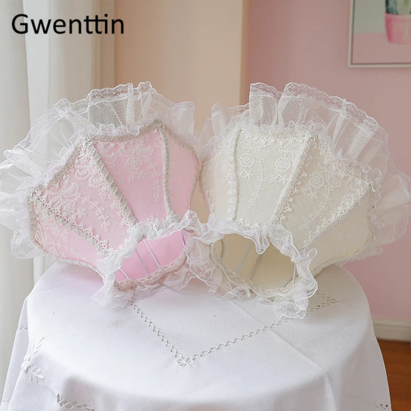 Lace Table Lamp – Pink or White Fabric Shade
