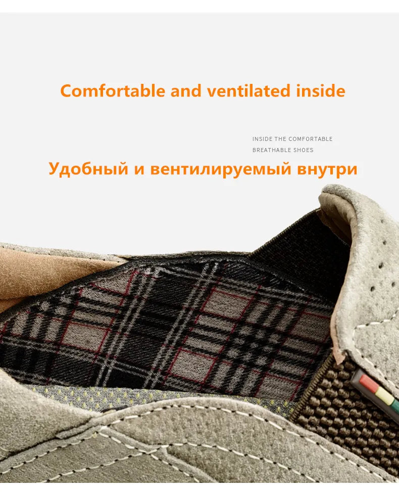 Men's Cow Leather Cotton-Lined Slip-On Loafers