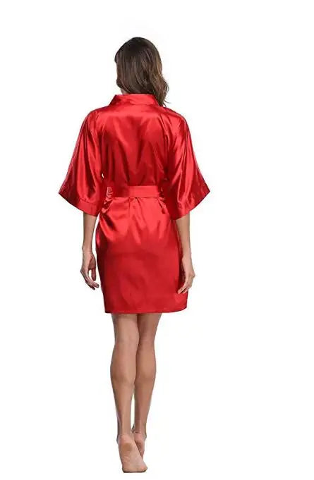 Women's Satin Bridal Kimono Robe | Wedding Spa Bathrobe Nightgown up to 4XL