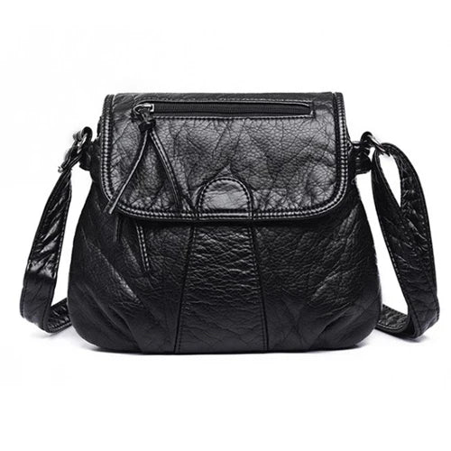 REPRCLA 2-Layer Flap Crossbody Shoulder Bag – Soft PU Leather Messenger Handbag for Women