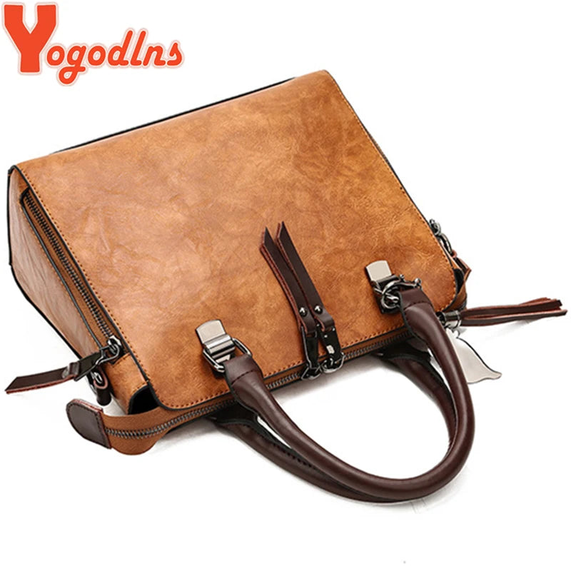 Vintage Cat Tassel Shell Crossbody Handbag – PU Leather Shoulder Tote for Women