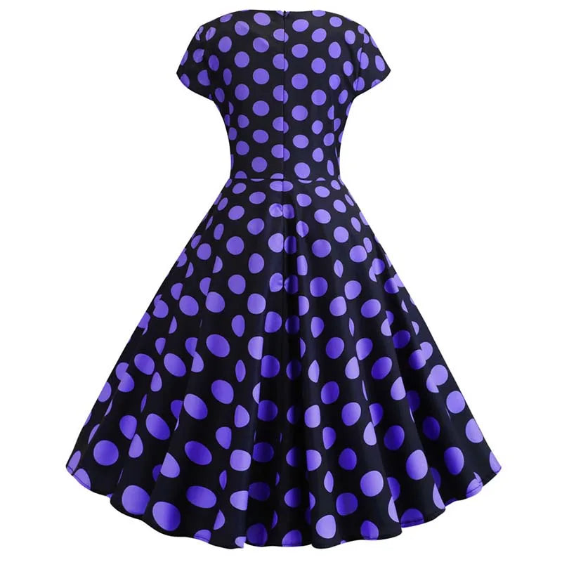 Women Summer Music Note Print Dress 50s 60s Robe Retro Swing Casual Vintage Party Dresses Vestidos