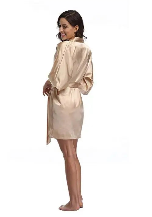 Women's Satin Bridal Kimono Robe | Wedding Spa Bathrobe Nightgown up to 4XL