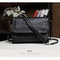 JIEROTYX England Style Skull Print PU Leather Crossbody Bag – Rivet Chain Shoulder Clutch for Women