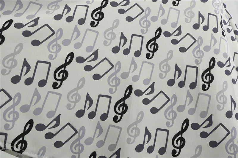 Women Summer Music Note Print Dress 50s 60s Robe Retro Swing Casual Vintage Party Dresses Vestidos