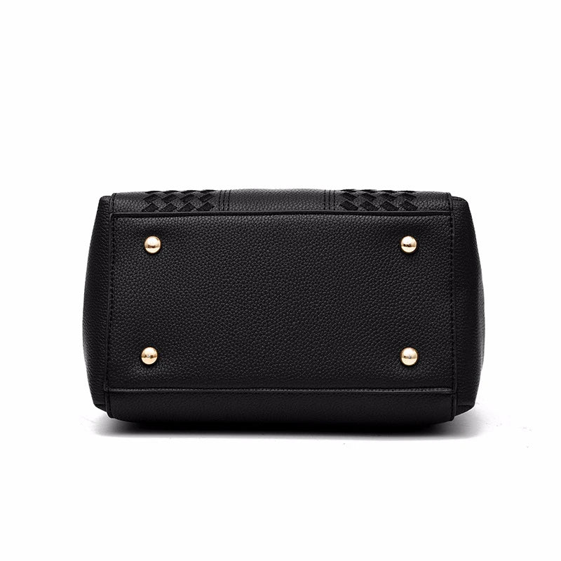 Embroidery Leather Messenger Bag – Women's Handbag with Hair Ball Charm in 12 Colors
