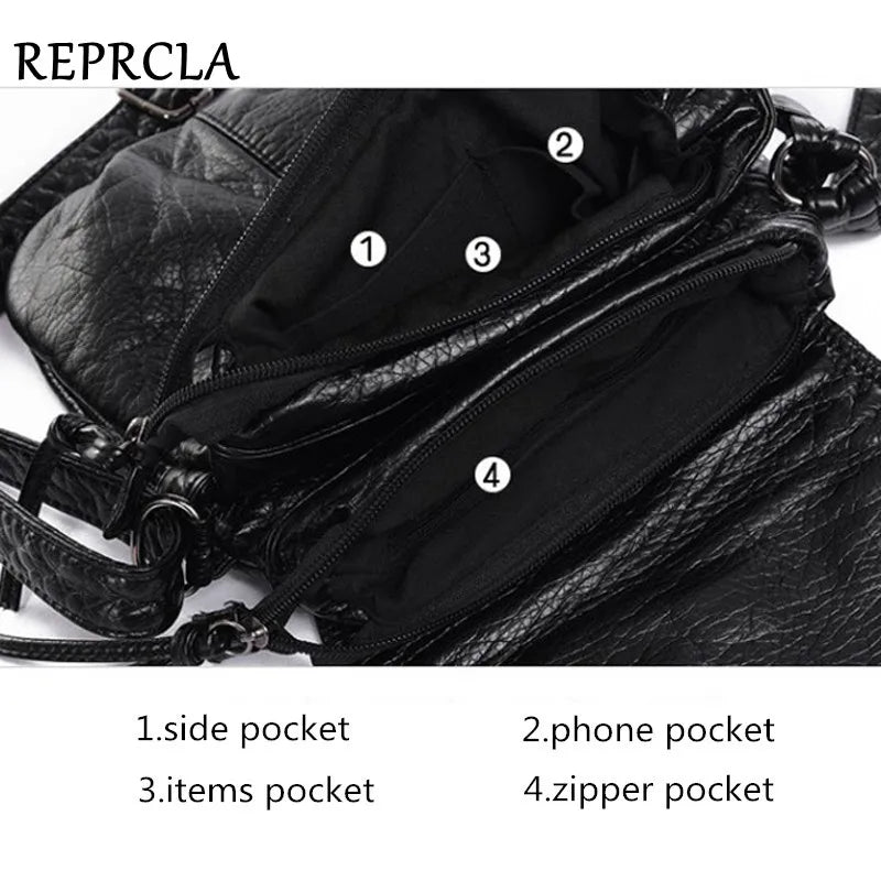 REPRCLA 2-Layer Flap Crossbody Shoulder Bag – Soft PU Leather Messenger Handbag for Women