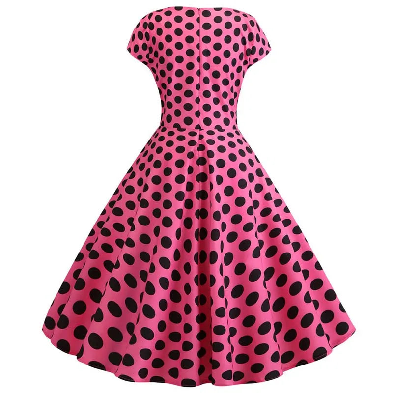 Women Summer Music Note Print Dress 50s 60s Robe Retro Swing Casual Vintage Party Dresses Vestidos