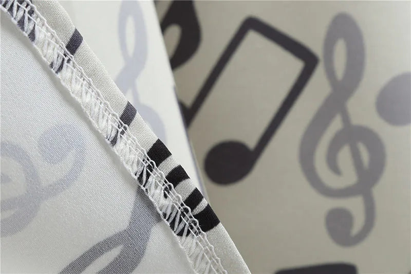 Women Summer Music Note Print Dress 50s 60s Robe Retro Swing Casual Vintage Party Dresses Vestidos