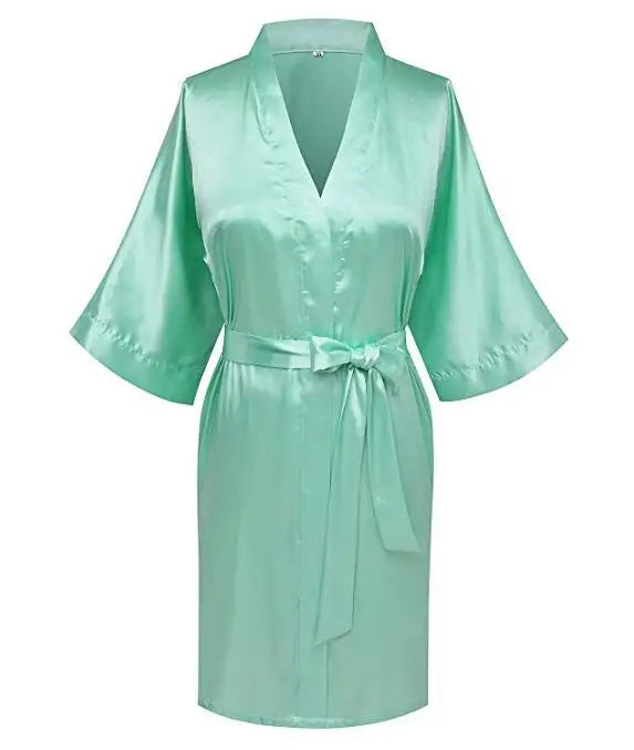 Women's Satin Bridal Kimono Robe | Wedding Spa Bathrobe Nightgown up to 4XL