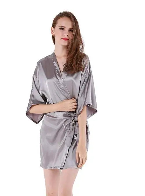 Women's Satin Bridal Kimono Robe | Wedding Spa Bathrobe Nightgown up to 4XL