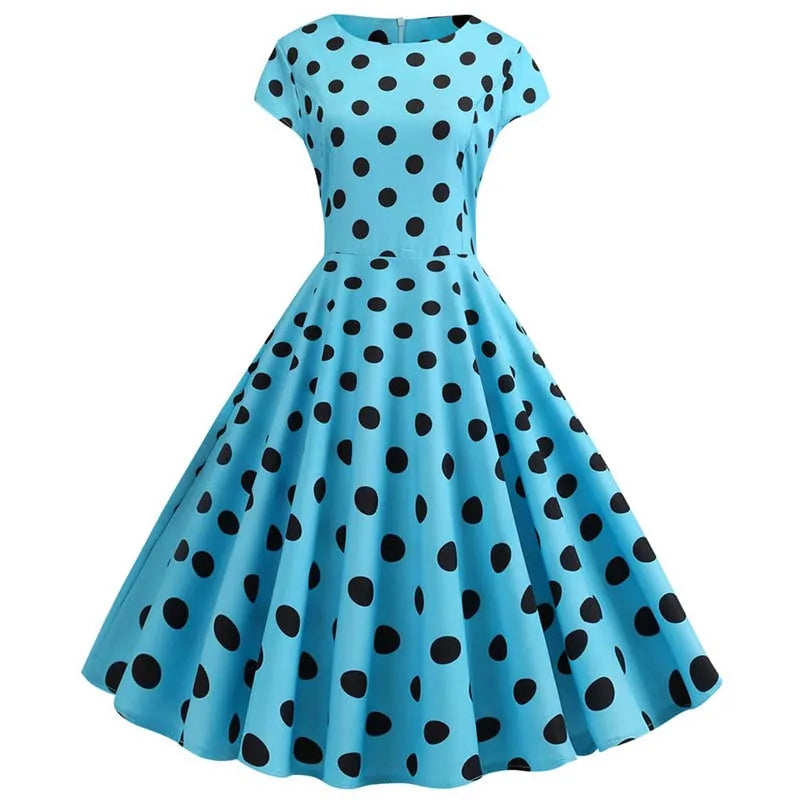 Women Summer Music Note Print Dress 50s 60s Robe Retro Swing Casual Vintage Party Dresses Vestidos