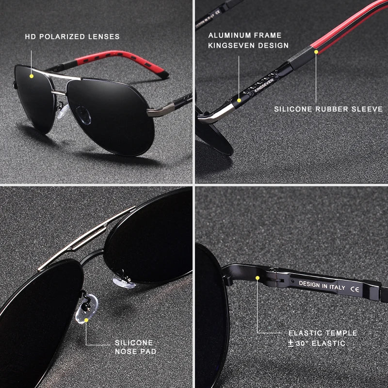 KINGSEVEN Men's Vintage Aluminum Polarized Sunglasses | Coating Lens Driving Eyewear for Men & Women