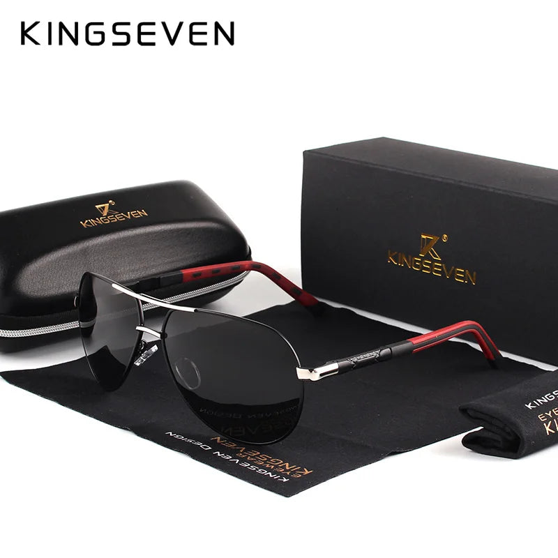 KINGSEVEN Men's Vintage Aluminum Polarized Sunglasses | Coating Lens Driving Eyewear for Men & Women