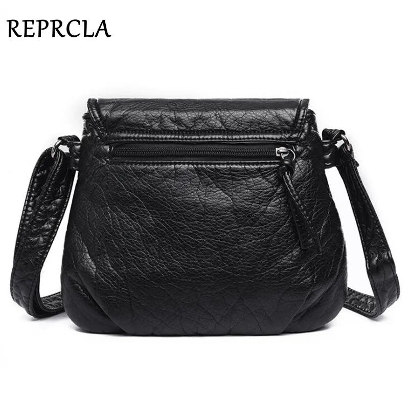 REPRCLA 2-Layer Flap Crossbody Shoulder Bag – Soft PU Leather Messenger Handbag for Women